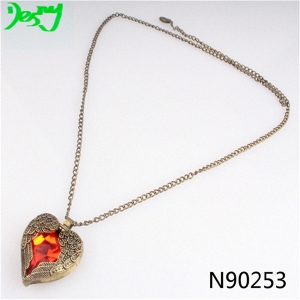 2014 gold angel wing broken heart crystal chain necklace N90253