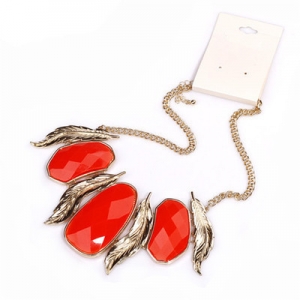 الراتنج حجر كبير ريشة قلادة من الذهب قلادة بيان ZN004