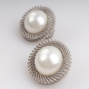big twisted wire latest design of pearl earrings E30039