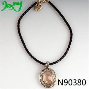 black leather crystal sex charmed choker necklace N90380