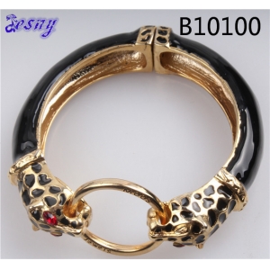 black onyx circles gold fashion two-leopard print bone bangle