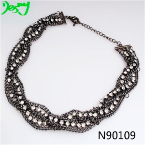 braided crystal chains fashion jewelry choker necklace N90109