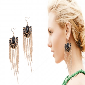 cheap dangling chains tassel ear piercing earrings E30034