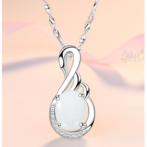 cheap price white gemstone pendant 925 sliver necklace jewelry wholesale