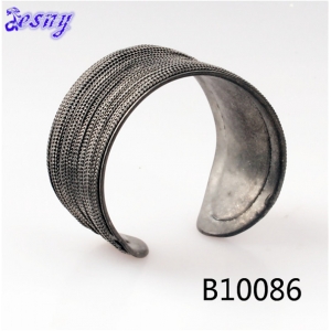 cheap wholesale pave chain link plain metal cuff bracelet B10086