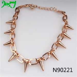 chunky fashion style shining cone punk bullets necklace