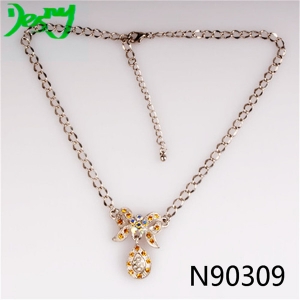 color rhinestone butterfly ties chains necklace N90309
