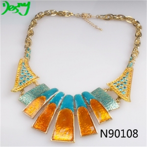 colorful indian jewelry crystal gold statement necklace N90108