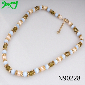 colorful jewelry opal mardi gras seed beads necklace N90228