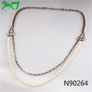 crystal anchor necklace natural pearl chains necklace N90264