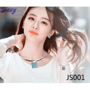 crystal charm bracelet pendant necklace jewelry set JS001