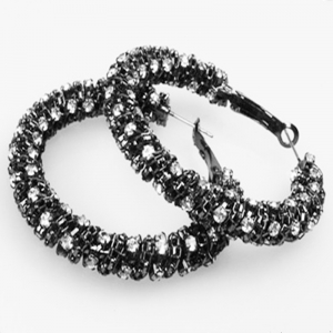 crystal diamond elements self piercing hoop earrings E30002