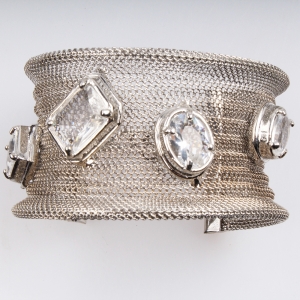 Mesh Design Crystal Diamond Tennis Bangle Bracelet