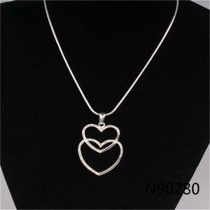 crystal sex double hearts charmed pendant necklace N90280