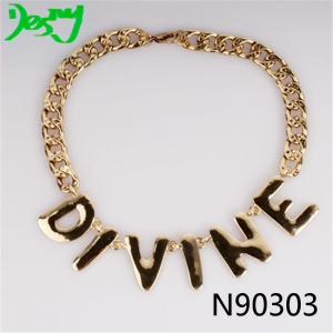 custom personalized name gold chain statement necklace N90303