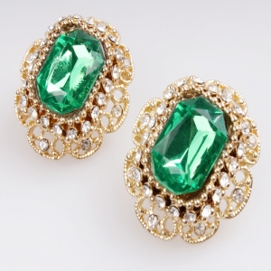 ebay gold crystal wholesale clip earrings E30037