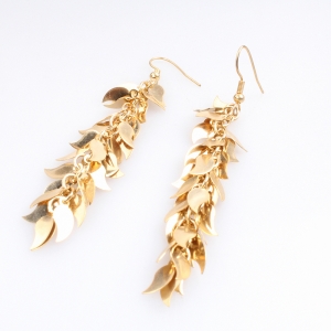fancy drop small gold jhumka leaf shape piercing earring