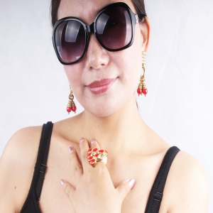 fashion accssory gold cherry earrings