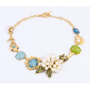 fashion indian pearl beads flower choker necklace STN010