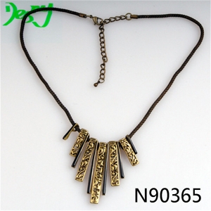 fashion jewelry black rope gold bar tattoo choker necklace N90365