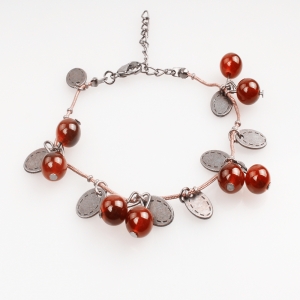 fashion jewelry gold chain charm glass bead bracelet B10156