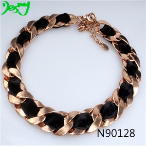 fashion jewelry satin ribbon rose gold choker necklace N90128