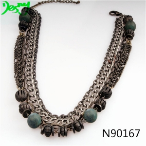 fashion metal beaded layers chains costume necklace N90167