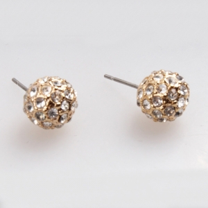 gold ball rhinestone shamballa stud earrings E30062