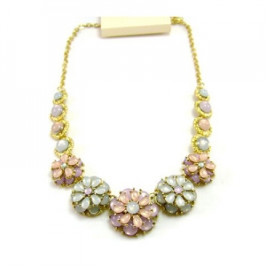 gold chain colorful hawaiian flower moonstone collar necklace