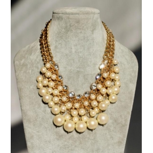 سلسلة الذهب البيان الراين الباروك قلادة اللؤلؤ ZN012