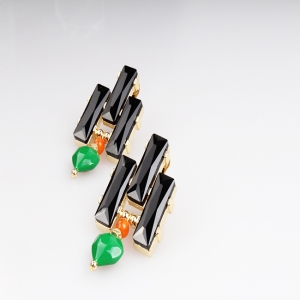 gold heart shape wholesale big stone clip on earrings E30004