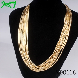 gold jewellery designs layered tube charm necklace N90116
