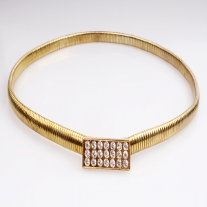 gold metal stretch ladies rhinestone dressy belt BT60011