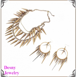 goth antique bronze spike necklace punk earring jewelry set