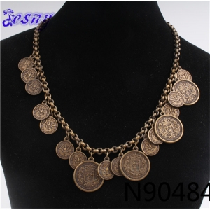 gothic spider turkish coin gold statement necklace N90484