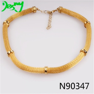 handmade wire jewelry gold chain statement necklace N90347