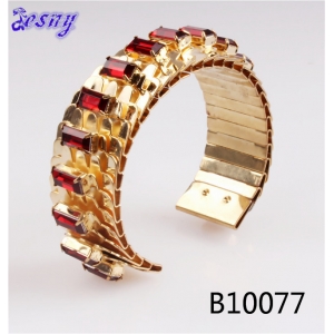 indian red crystal gold snake skin cuff bangle bracelet B10077