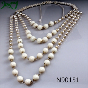 large costume jewelry rope knot multi layer bead necklace N90151
