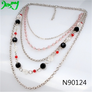 layered beautiful chain link crystal beads statement necklace