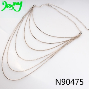 layers thin metal chain gold statement costume necklace N90475