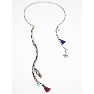 long dangling chains tassel charms fake collar necklace