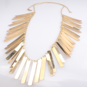 long thin chain gold bar alloy statement necklace N90088