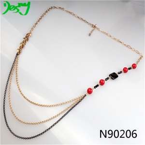 long thin golden chain seed bead costume necklace N90206