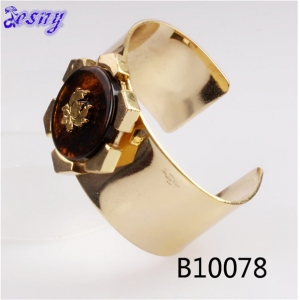 lotus flower jewelry resin gold cuff alloy bracelet B10078