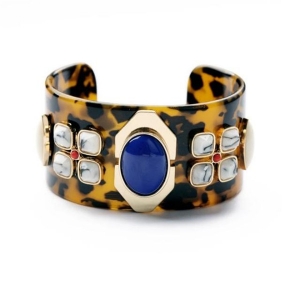 marijuana leaf leopard print acrylic cuff bracelet STB003