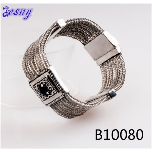 men and women silver flower chain magnet bracelet B10080