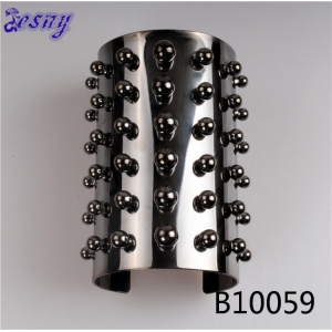 men's metal bead black onyx punk bracelet cuff bangle B10059