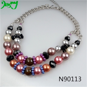 multi color big chunky chinese pearl choker necklace N90113