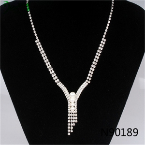 natural pearl tassel crystal wedding necklace N90189