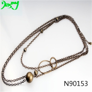 party beads thin metal gold cuban link chain necklace N90153